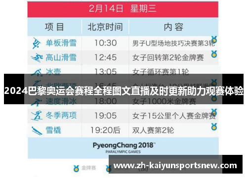 2024巴黎奥运会赛程全程图文直播及时更新助力观赛体验